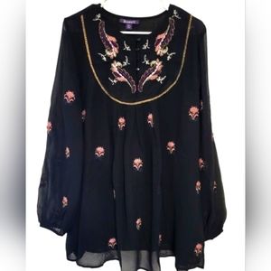 Black embellishment blouse size 16w